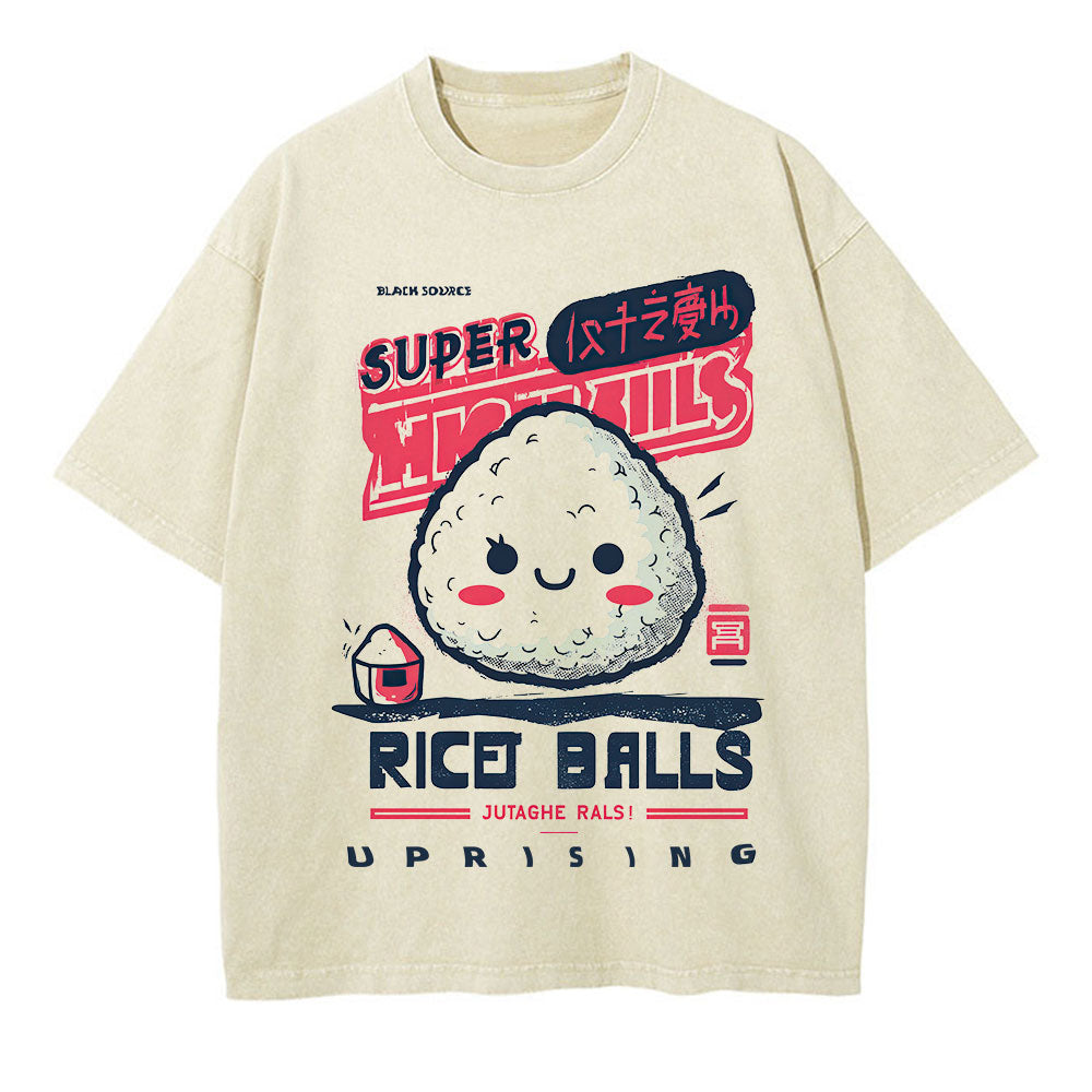 T194 Cute Japanese Onigiri Rice Ball Graphic T-Shirt Summer Cotton Fashion Short Sleeve O-neck Tops Casual Loose