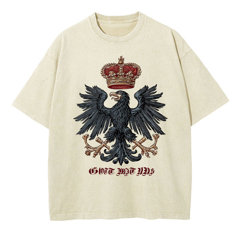 T198 Haikyuu T Shirt God With Us Cotton T-Shirts German Flag Eagle Fashion Tee Shirt for Summer Y2K Retro Casual Short Sleeve Tops